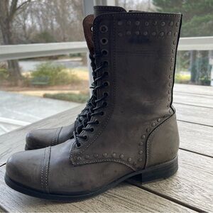 Diesel The Wildland Arthik Combat Gray Leather Boots Womens Size 36 EU 6 US